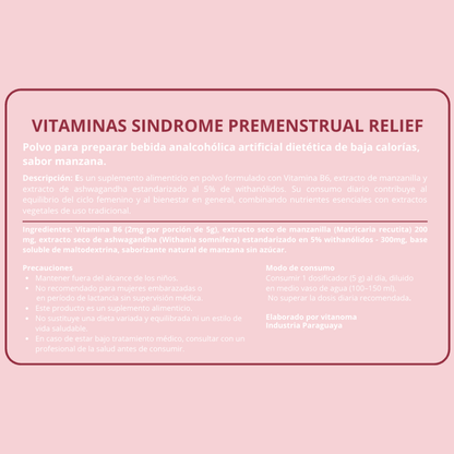 PMS Vitaminas para el alivio del Síndrome Premenstrual Avanzado: Polvo de Rápida Absorción