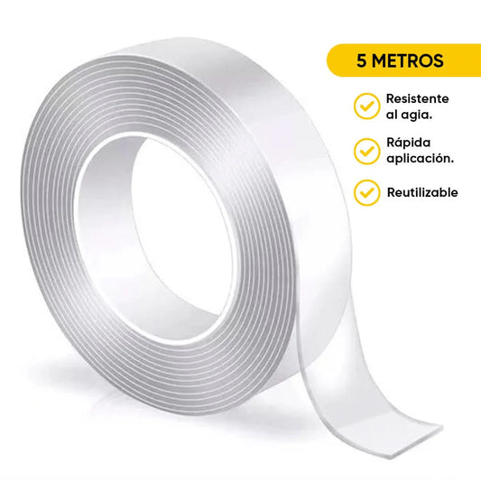 Cinta de Doble Faz Transparente Pegamucho